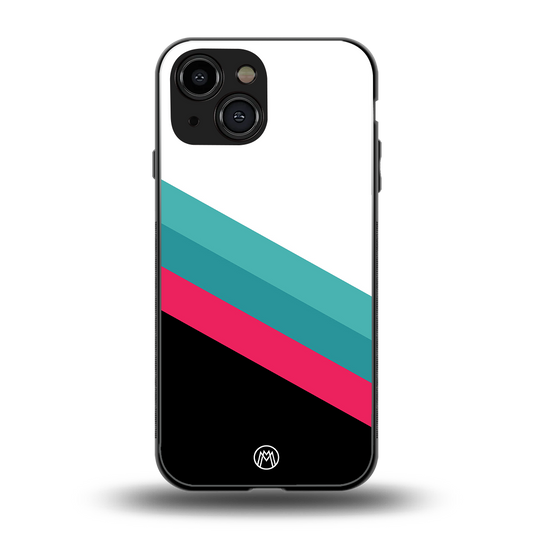 white green red pattern stripes back phone cover | glass case for iphone 13 mini