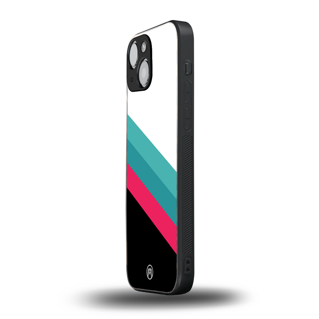 white green red pattern stripes back phone cover | glass case for iphone 13 mini