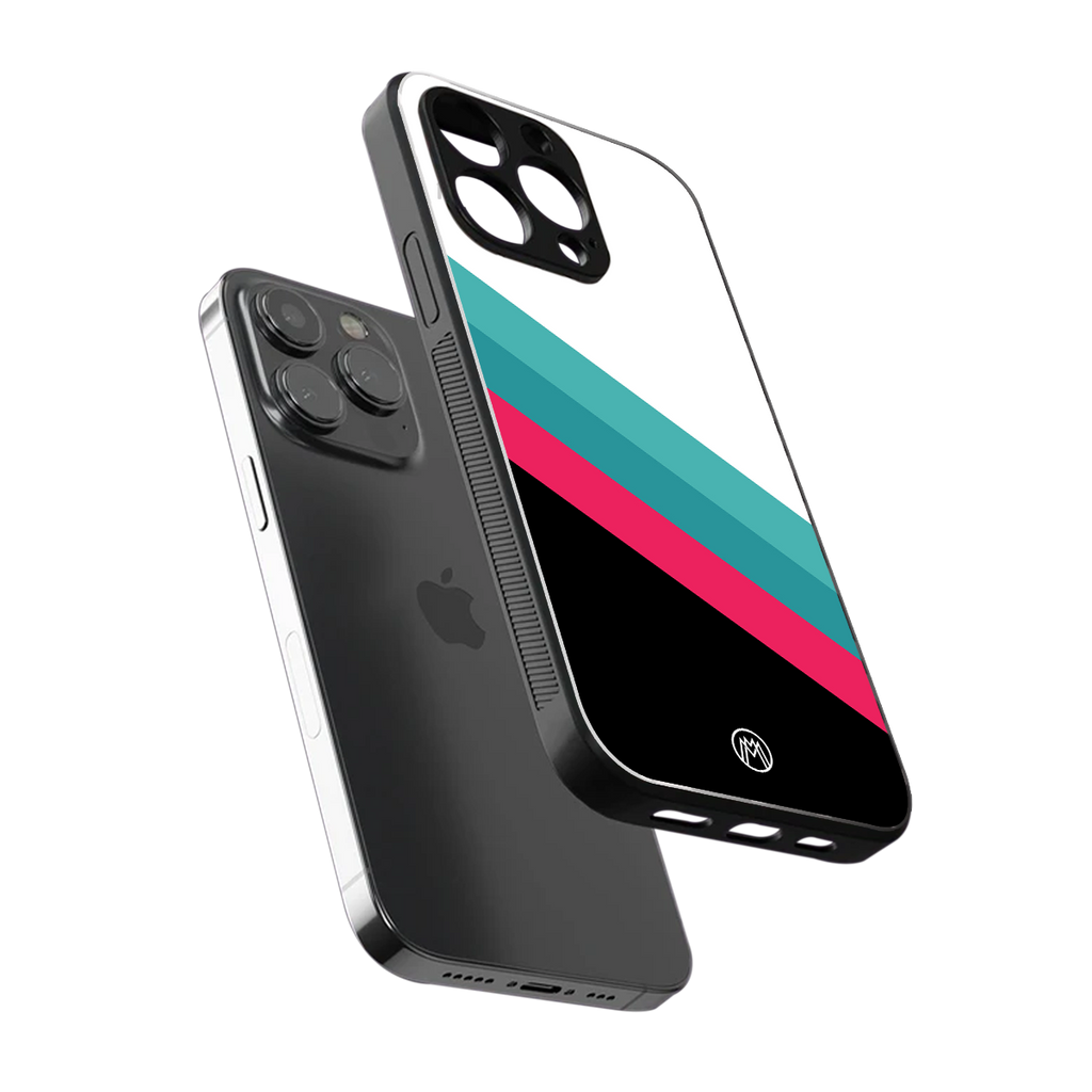 white green red pattern stripes back phone cover | glass case for iphone 13 pro