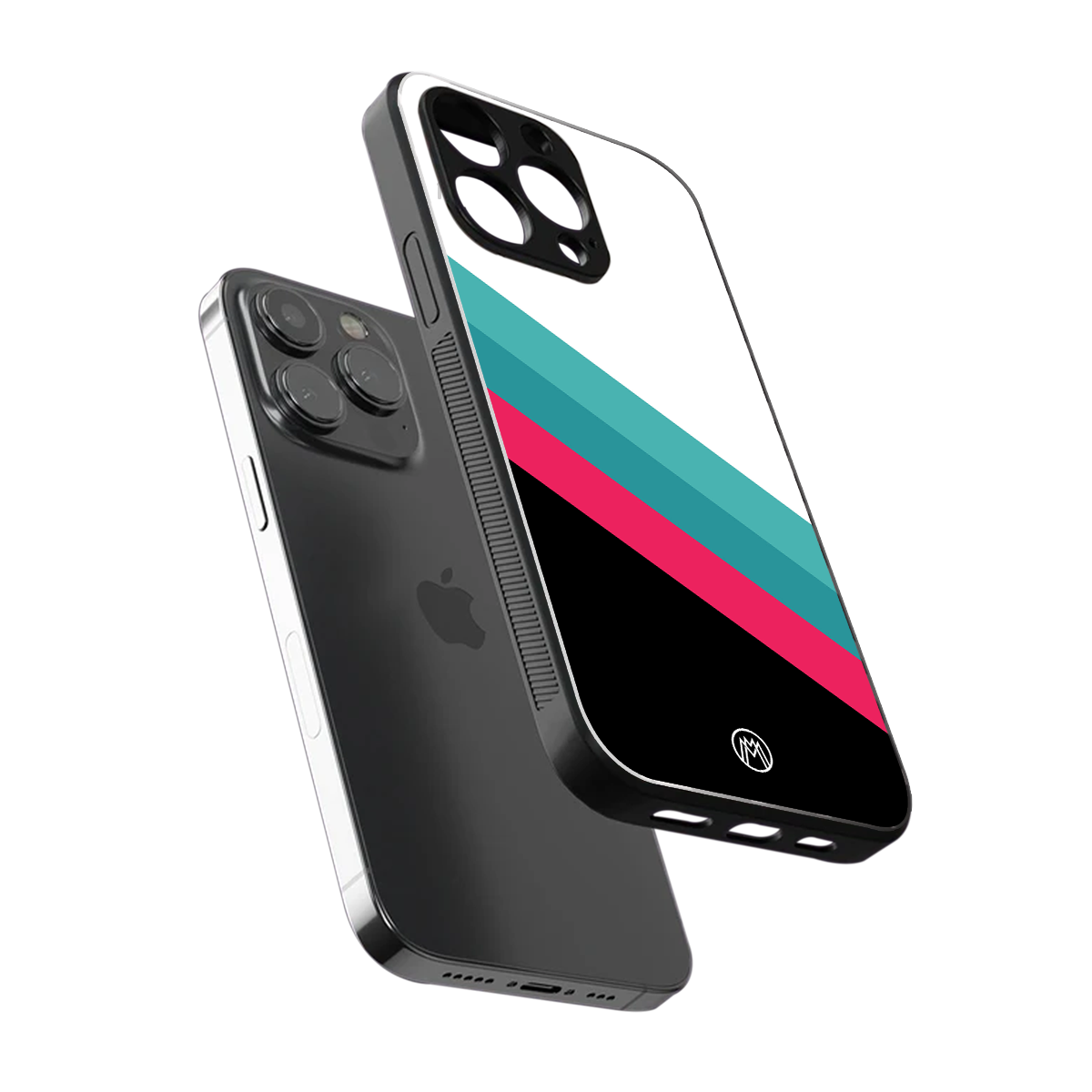 white green red pattern stripes back phone cover | glass case for iphone 13 pro