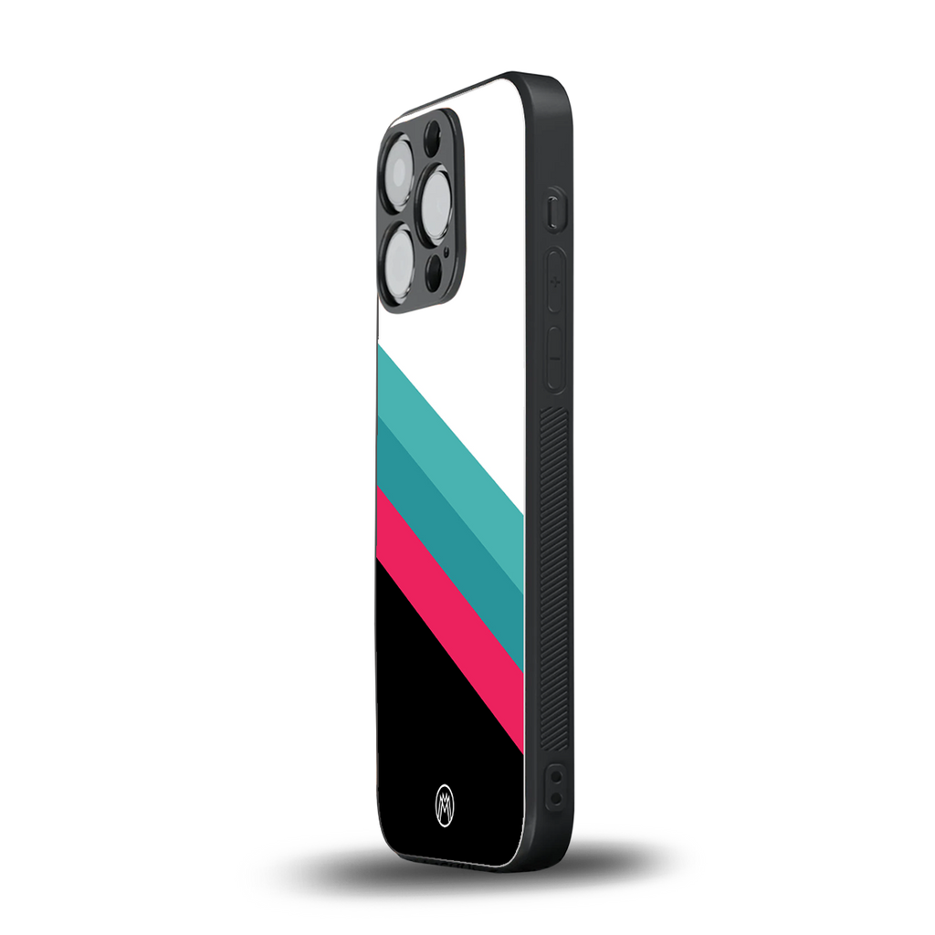 white green red pattern stripes back phone cover | glass case for iphone 13 pro