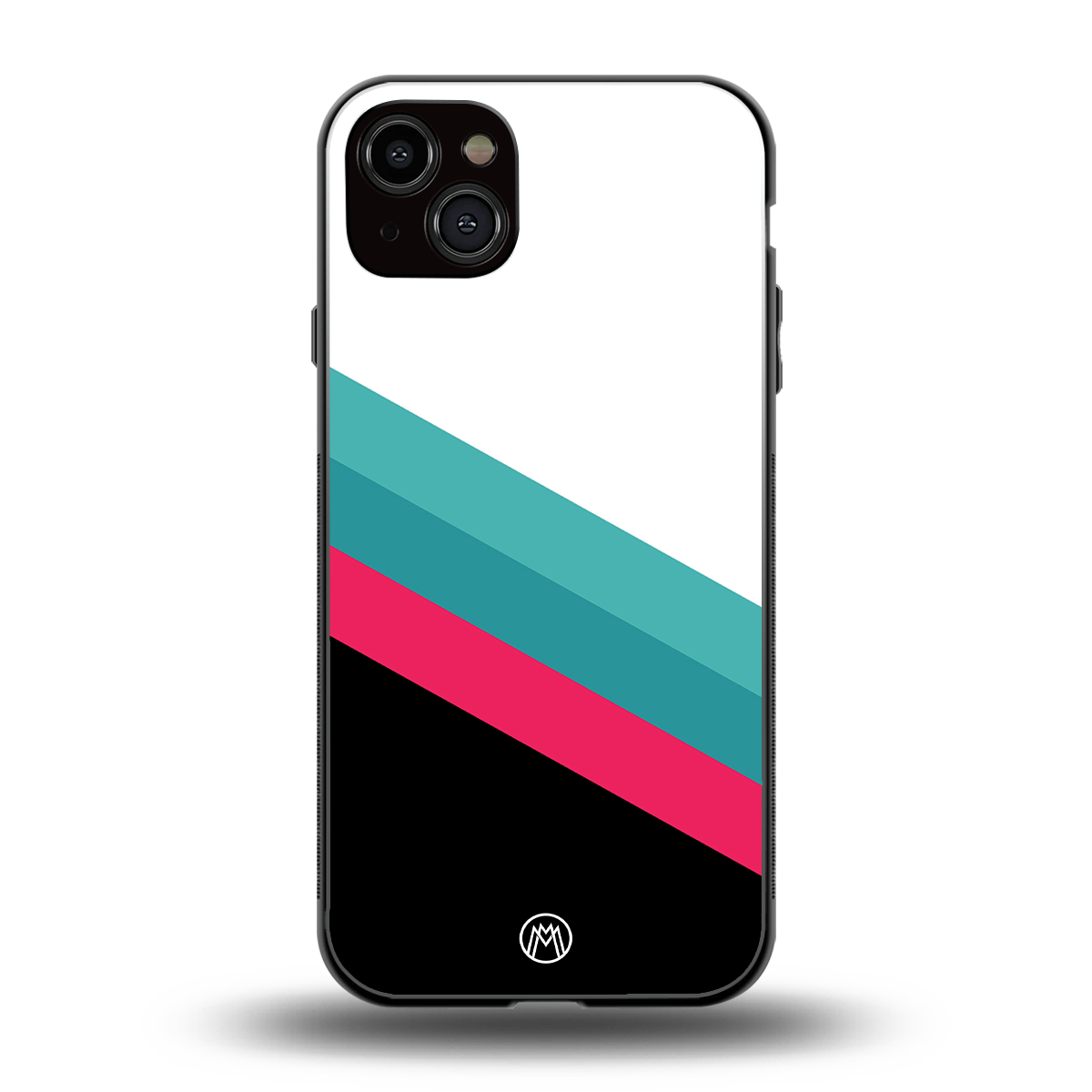 white green red pattern stripes back phone cover | glass case for iphone 15 plus
