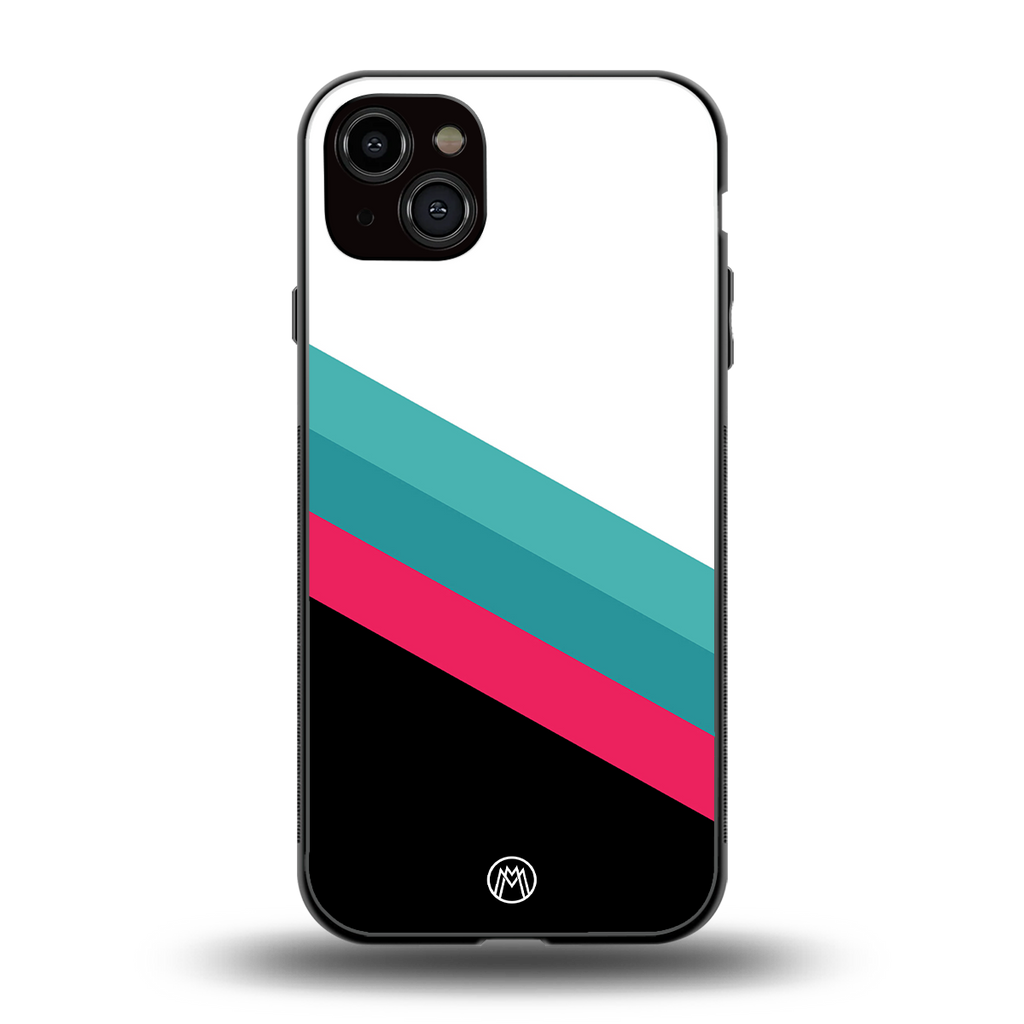 white green red pattern stripes back phone cover | glass case for iphone 14 plus