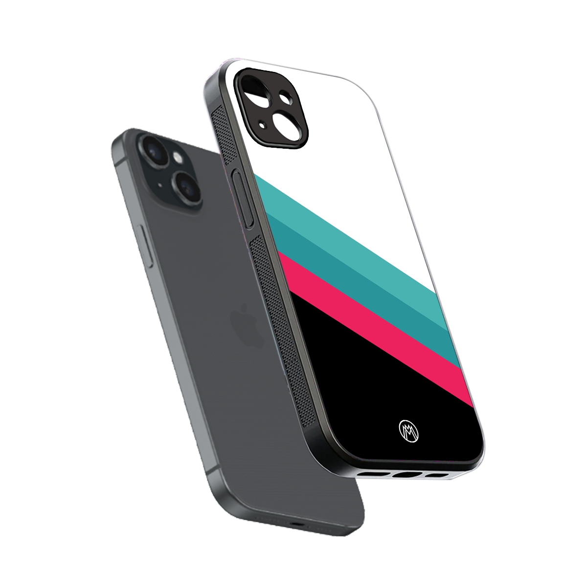 white green red pattern stripes back phone cover | glass case for iphone 15 plus