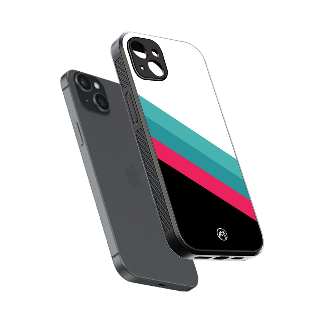 white green red pattern stripes back phone cover | glass case for iphone 14 plus