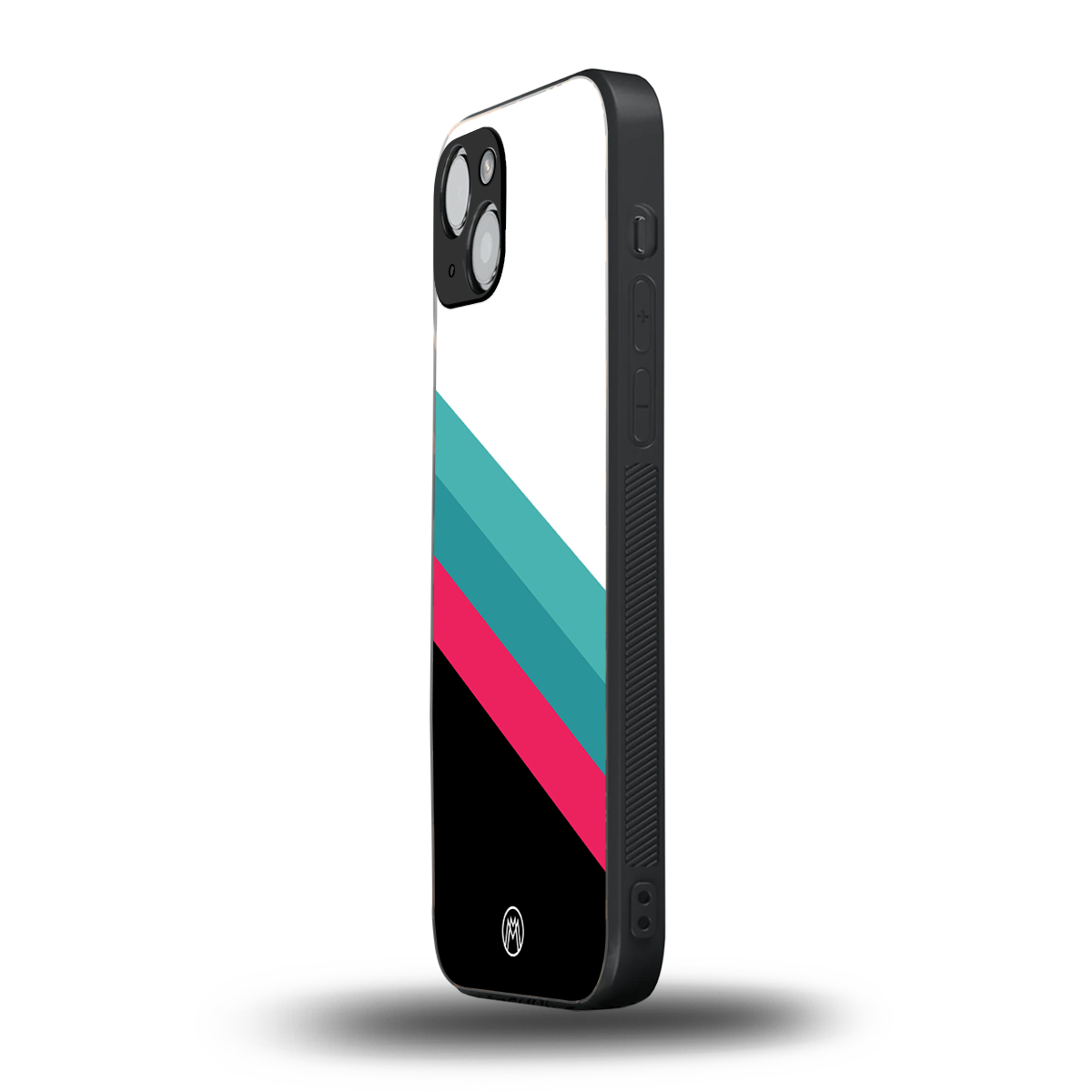 white green red pattern stripes back phone cover | glass case for iphone 15 plus