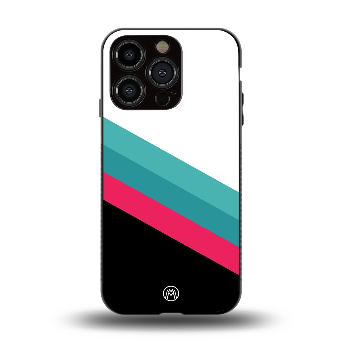 white green red pattern stripes back phone cover | glass case for iphone 15 pro