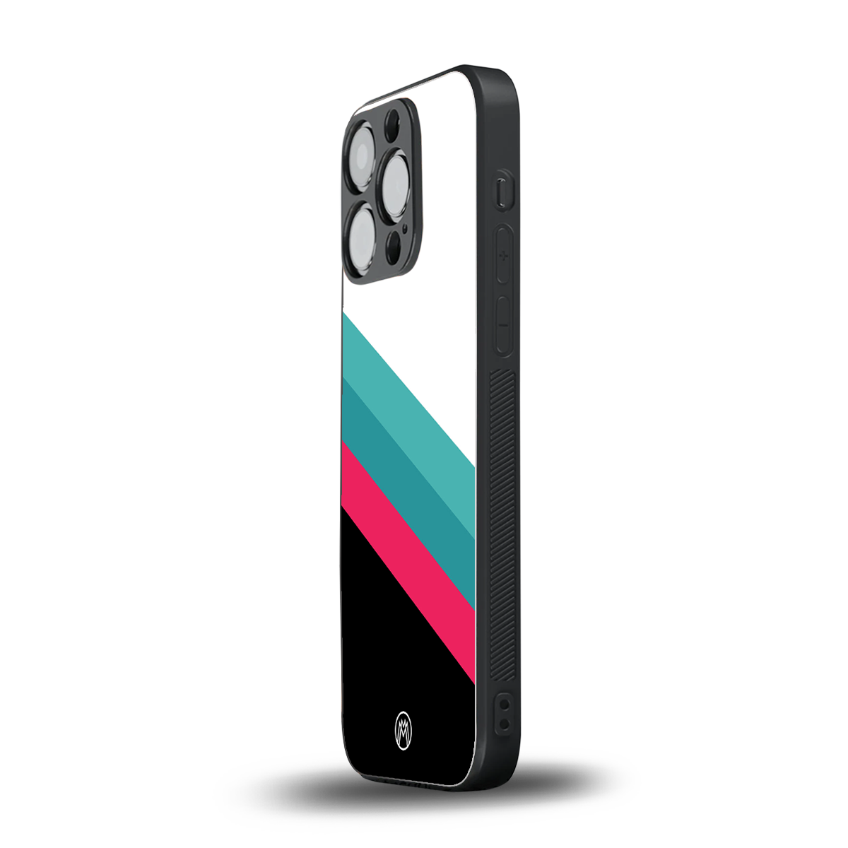 white green red pattern stripes back phone cover | glass case for iphone 15 pro