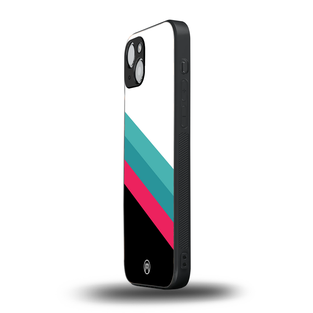 white green red pattern stripes back phone cover | glass case for iphone 15