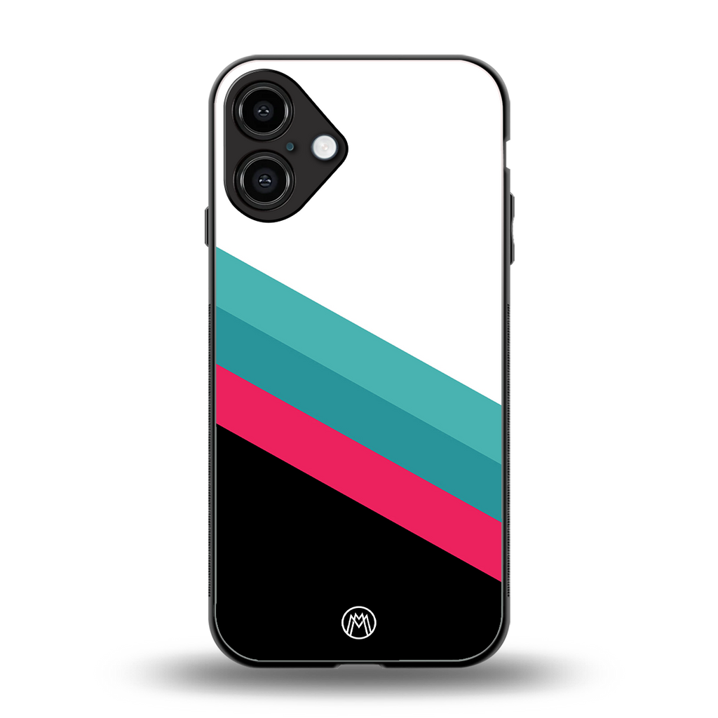 white green red pattern stripes back phone cover | glass case for iphone 16 plus
