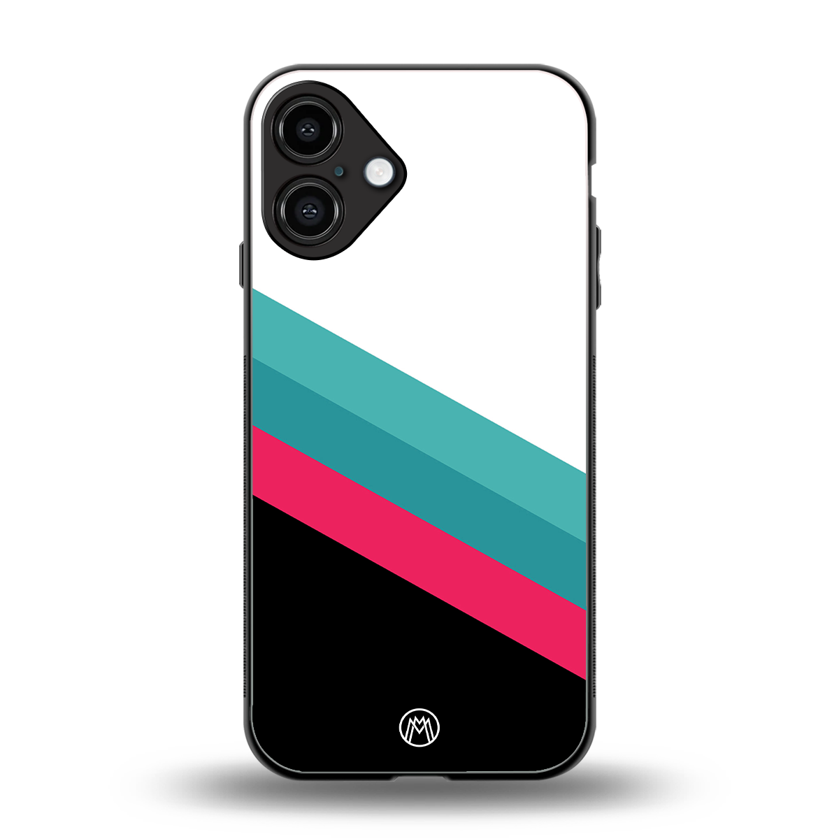white green red pattern stripes back phone cover | glass case for iphone 16 plus