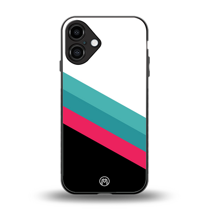 white green red pattern stripes back phone cover | glass case for iphone 16 plus