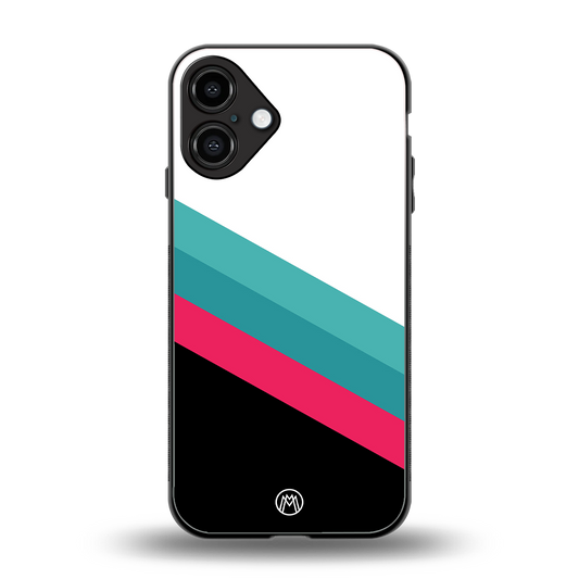 white green red pattern stripes back phone cover | glass case for iphone 16 plus