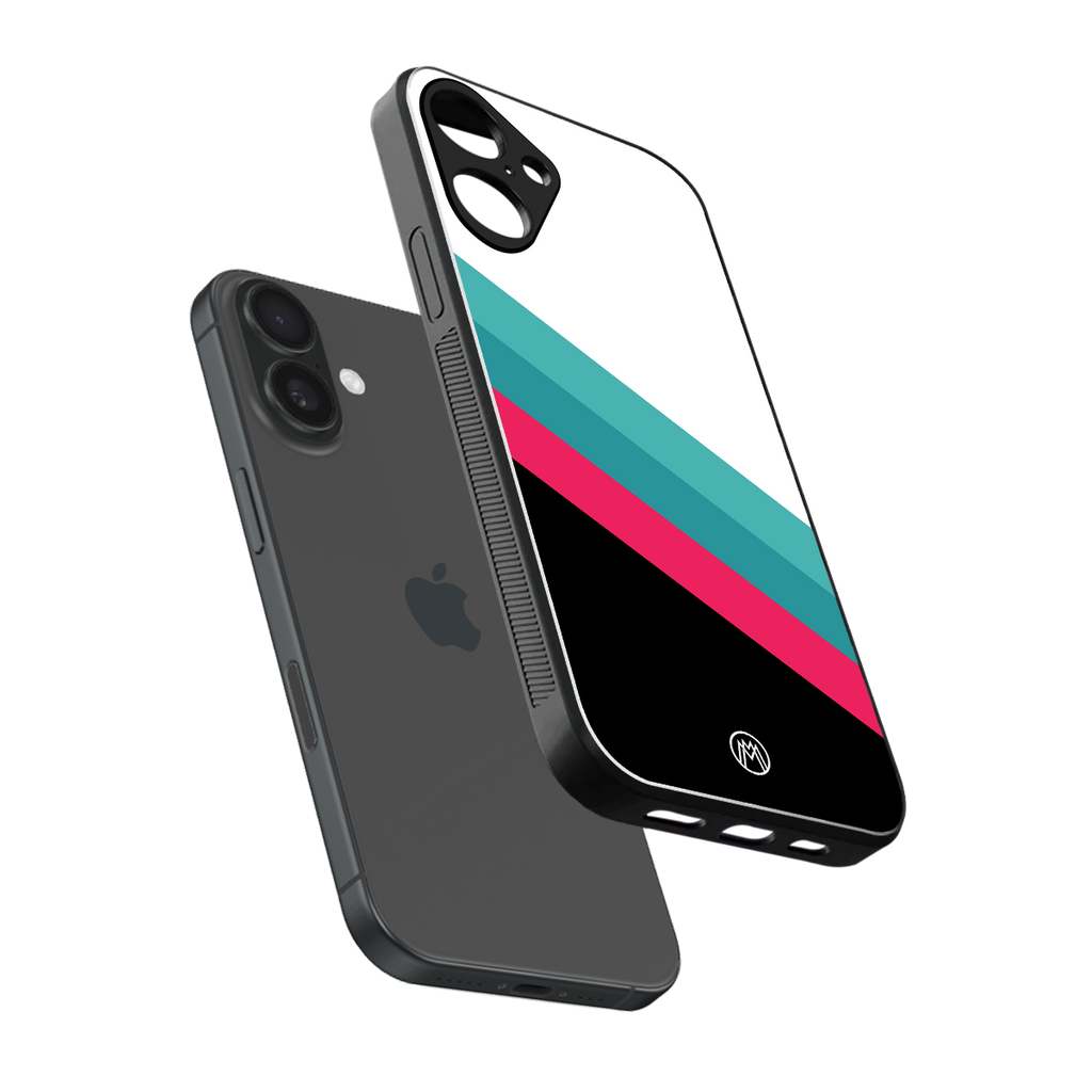white green red pattern stripes back phone cover | glass case for iphone 16 plus