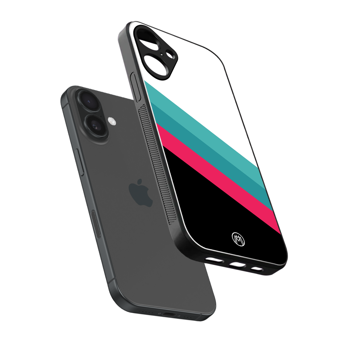 white green red pattern stripes back phone cover | glass case for iphone 16 plus