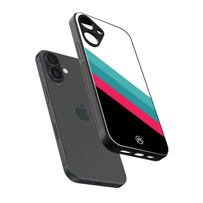 white green red pattern stripes back phone cover | glass case for iphone 16 plus