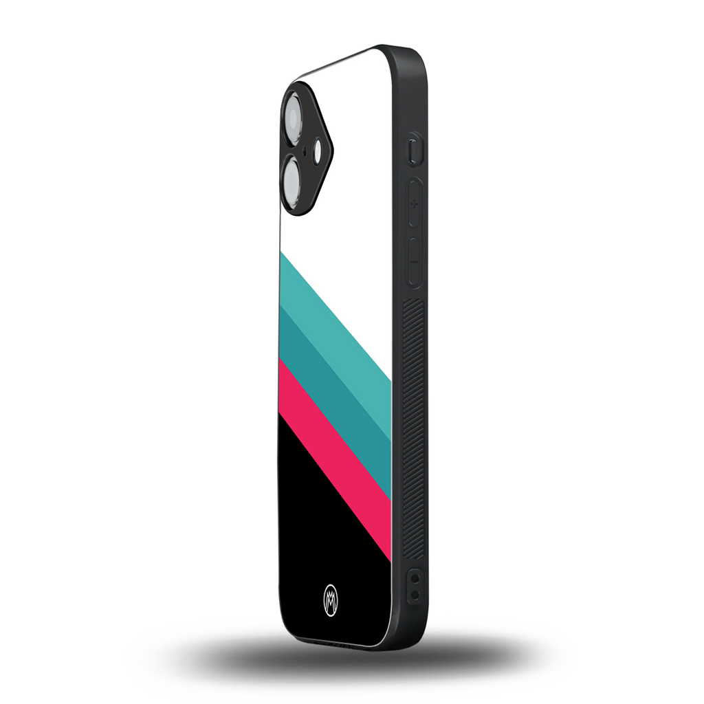 white green red pattern stripes back phone cover | glass case for iphone 16 plus