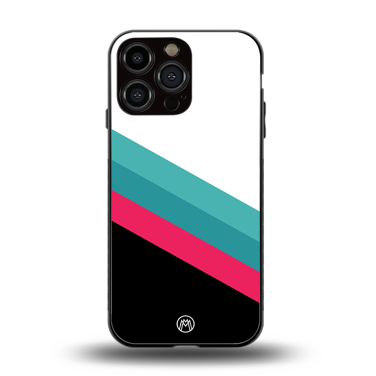 white green red pattern stripes back phone cover | glass case for iphone 16 pro max