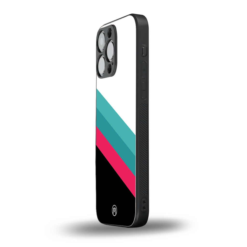 white green red pattern stripes back phone cover | glass case for iphone 16 pro max