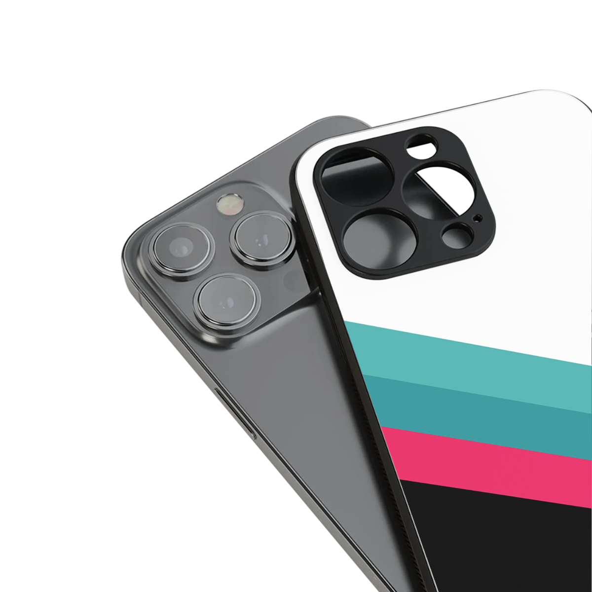 white green red pattern stripes back phone cover | glass case for iphone 16 pro