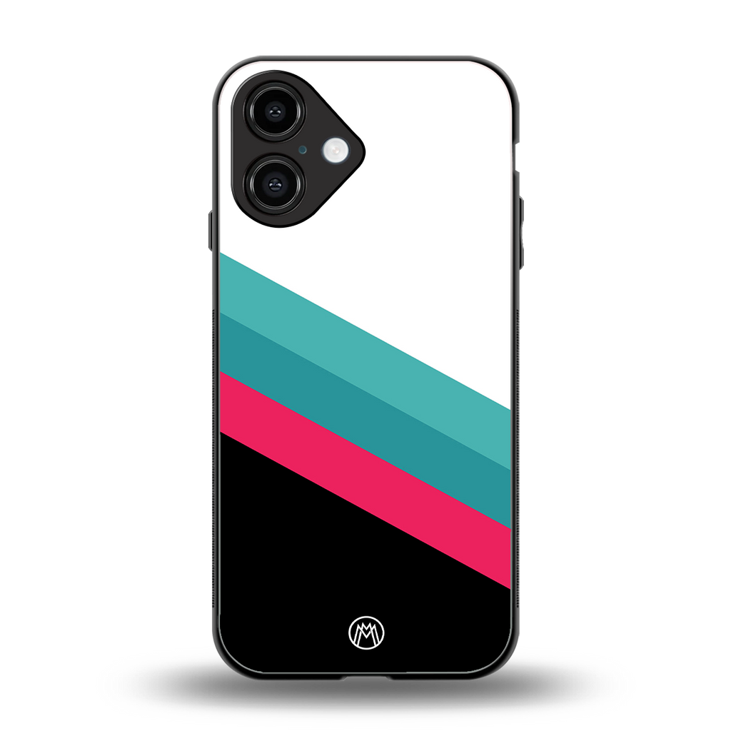 white green red pattern stripes back phone cover | glass case for iphone 16