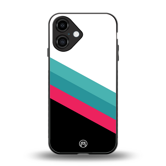 white green red pattern stripes back phone cover | glass case for iphone 16