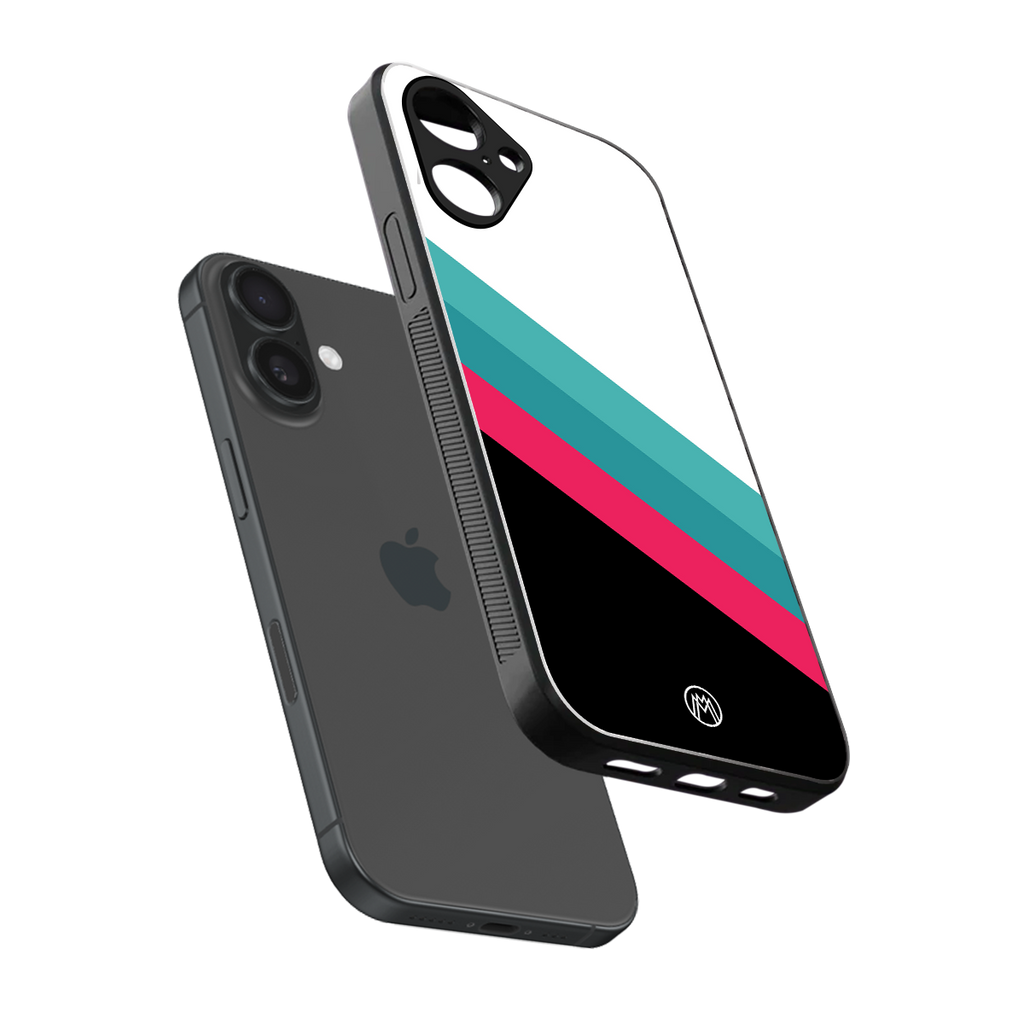 white green red pattern stripes back phone cover | glass case for iphone 16