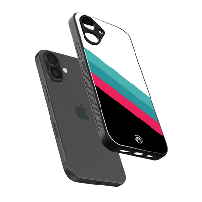 white green red pattern stripes back phone cover | glass case for iphone 16