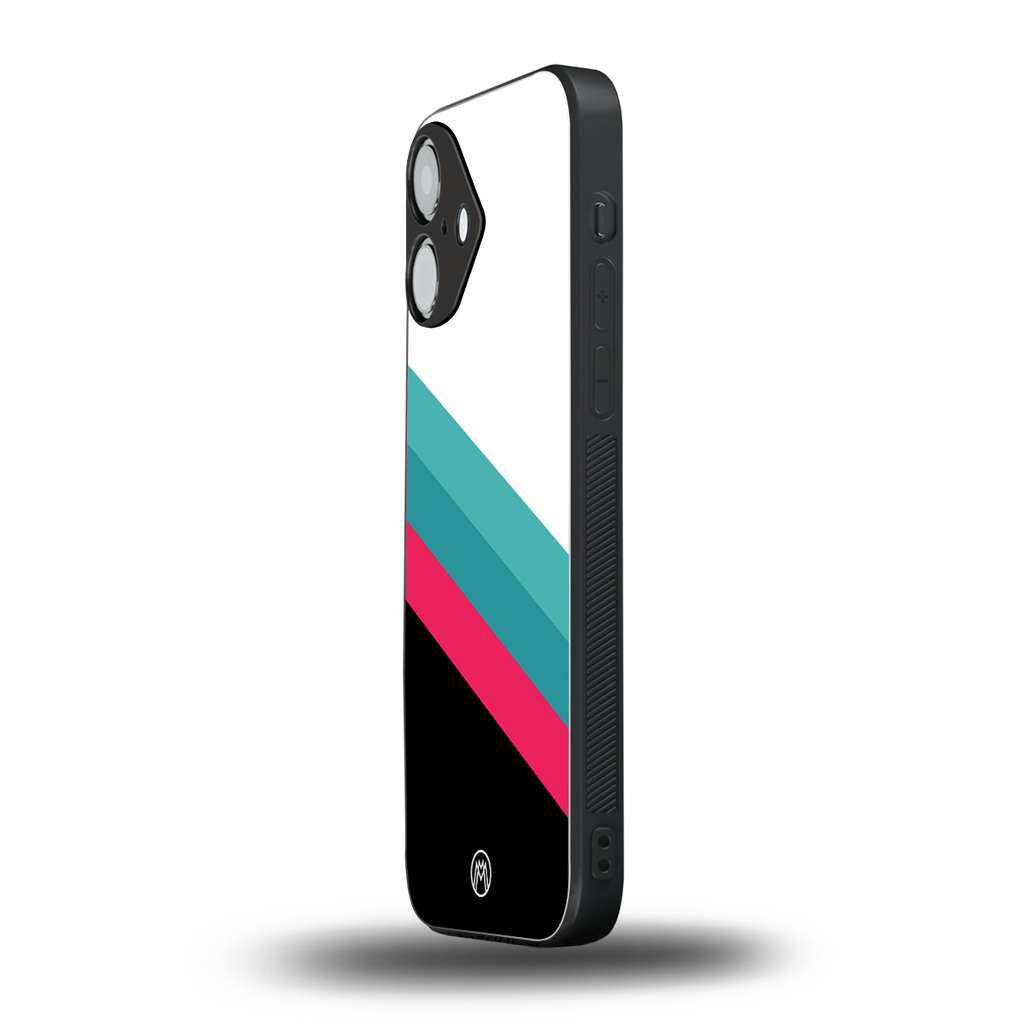 white green red pattern stripes back phone cover | glass case for iphone 16