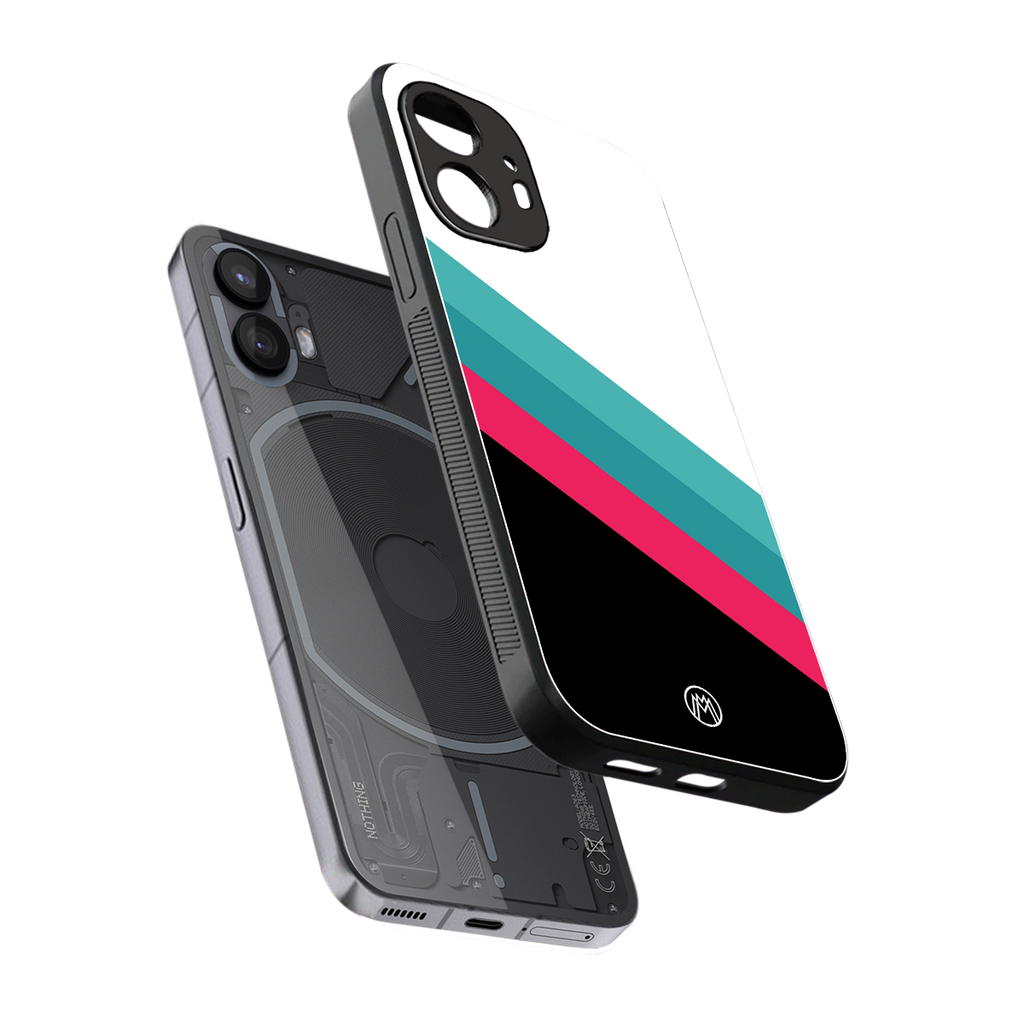 white green red pattern stripes back phone cover | glass case for nothing phone 2
