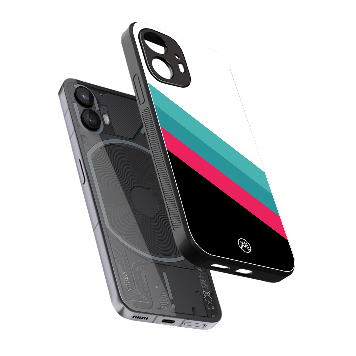 white green red pattern stripes back phone cover | glass case for nothing phone 2