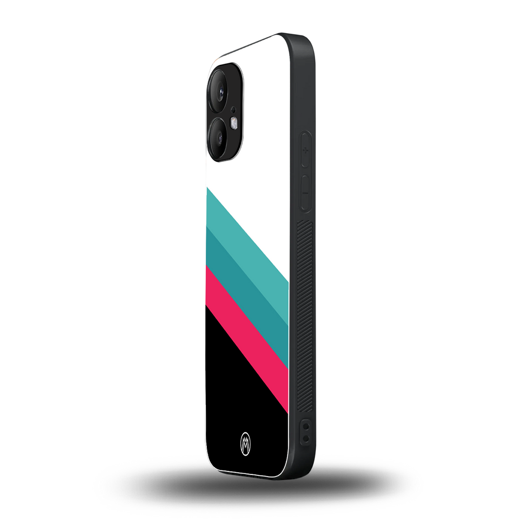 white green red pattern stripes back phone cover | glass case for nothing phone 2