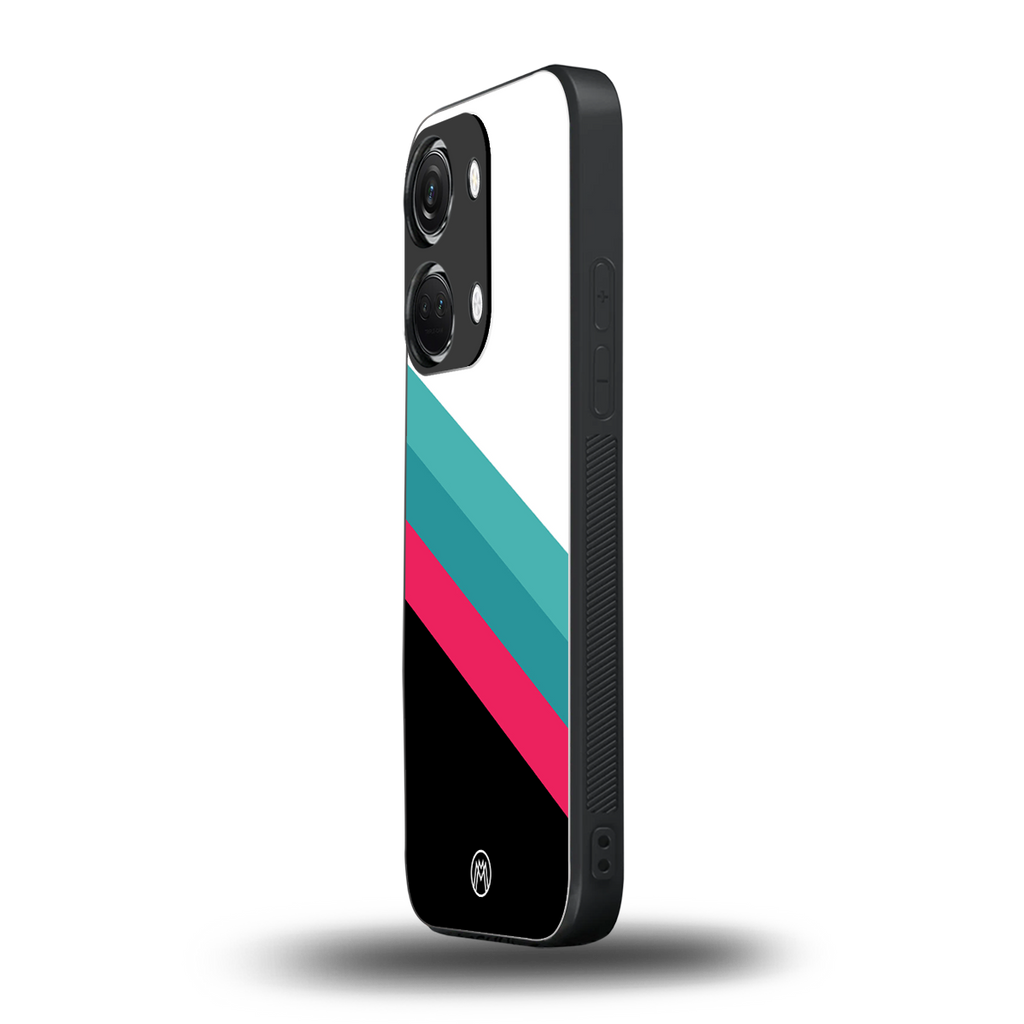 white green red pattern stripes back phone cover | glass case for oneplus nord 3