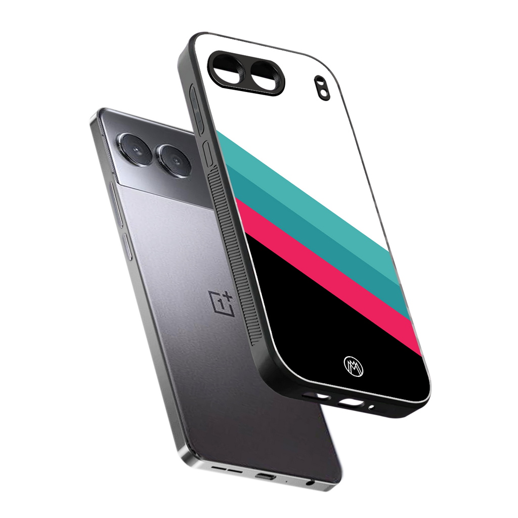 white green red pattern stripes back phone cover | glass case for oneplus nord 4