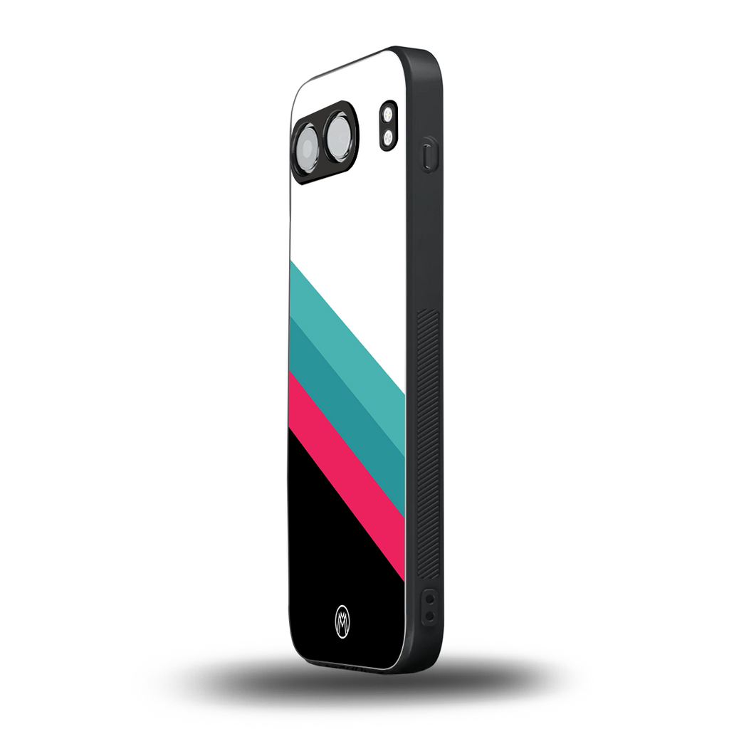 white green red pattern stripes back phone cover | glass case for oneplus nord 4