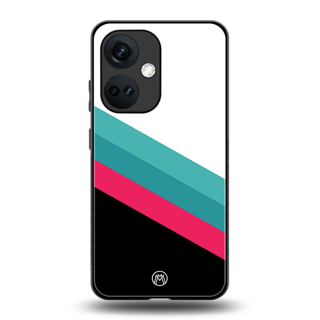 white green red pattern stripes back phone cover | glass case for oneplus nord ce 3