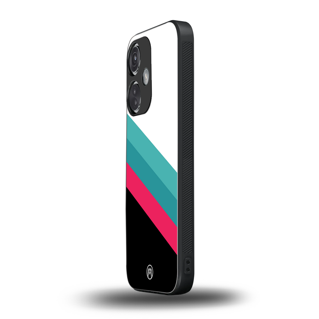white green red pattern stripes back phone cover | glass case for oneplus nord ce 3