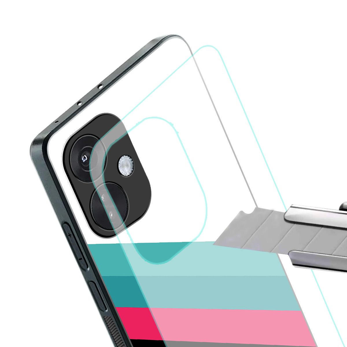 white green red pattern stripes back phone cover | glass case for oneplus nord ce 3