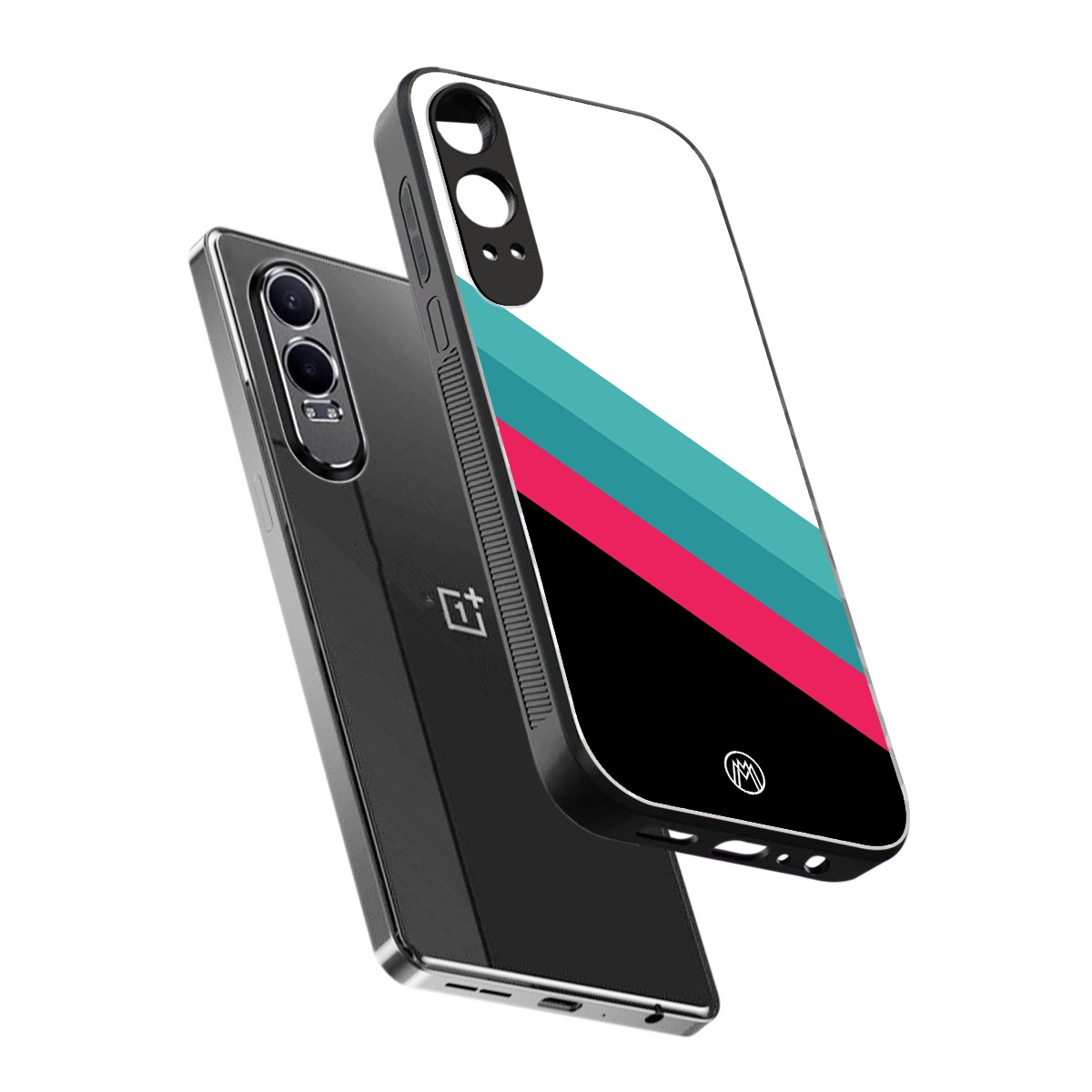 white green red pattern stripes back phone cover | glass case for oneplus nord ce 4 lite