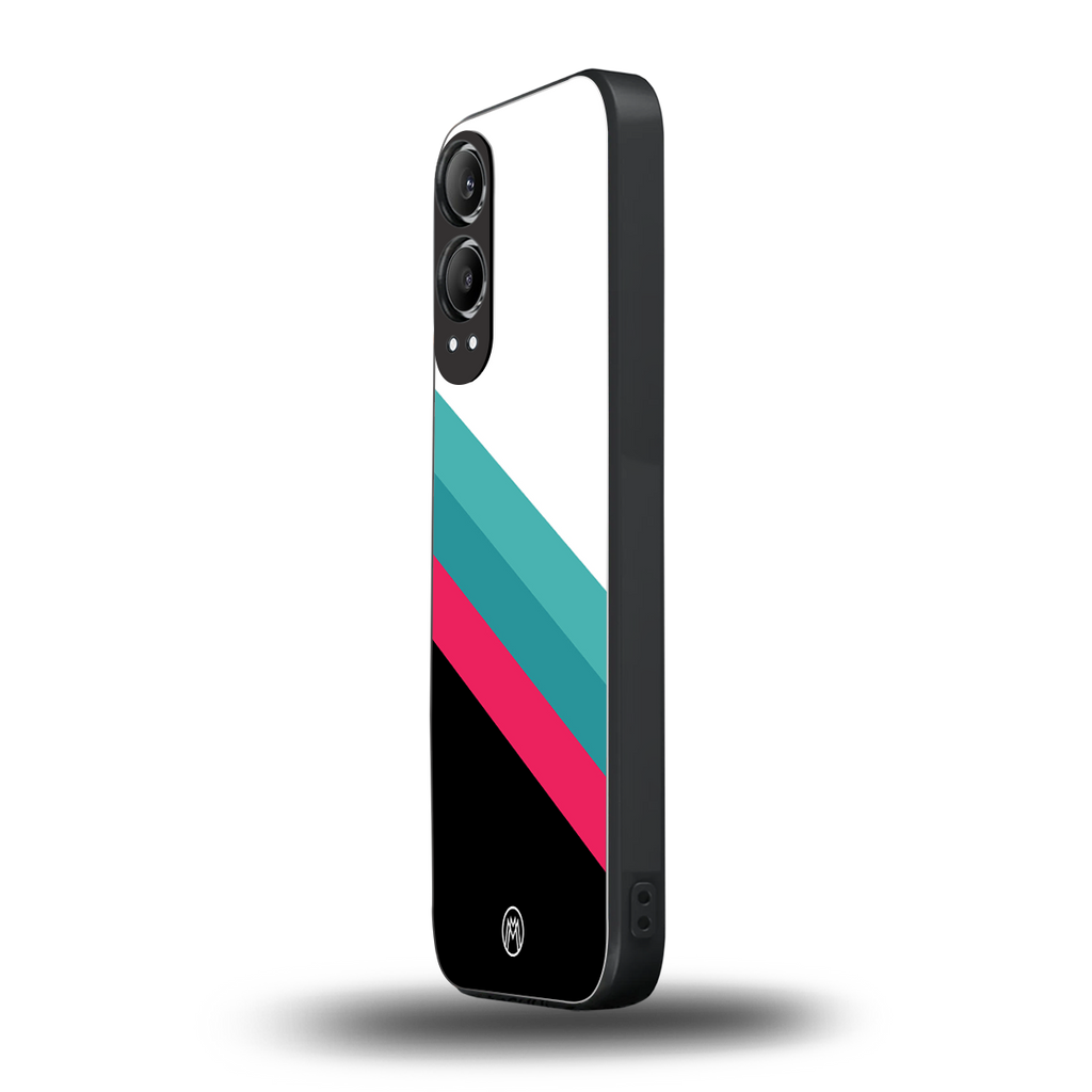 white green red pattern stripes back phone cover | glass case for oneplus nord ce 4 lite