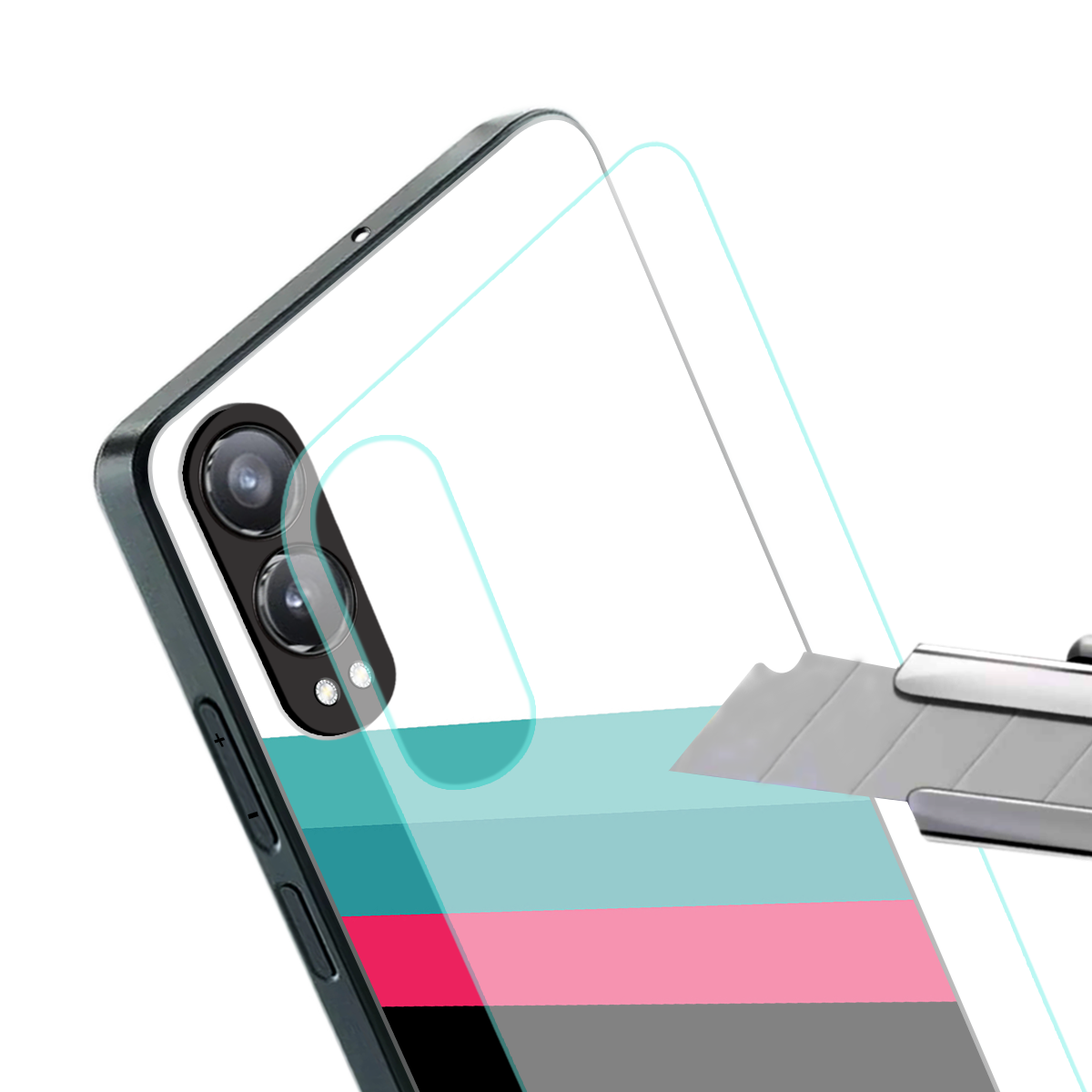 white green red pattern stripes back phone cover | glass case for oneplus nord ce 4 lite