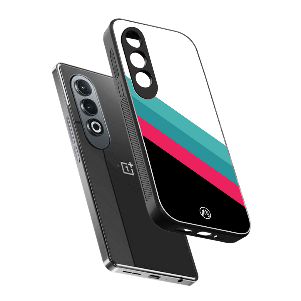 white green red pattern stripes back phone cover | glass case for oneplus nord ce 4