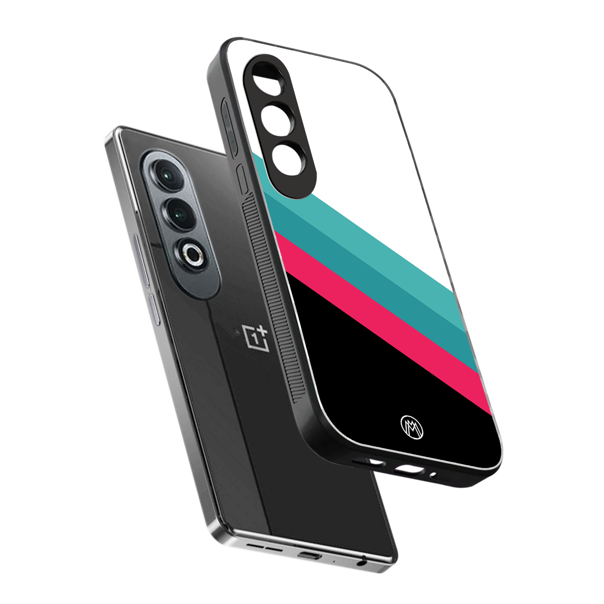 white green red pattern stripes back phone cover | glass case for oneplus nord ce 4