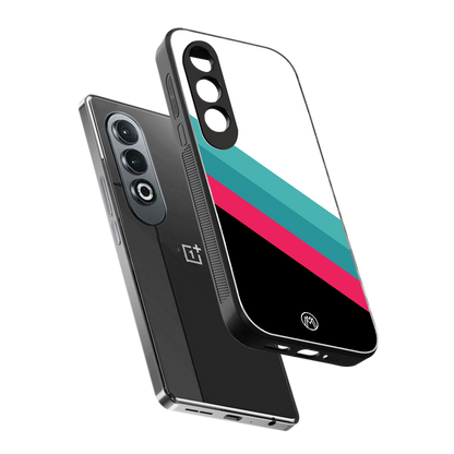 white green red pattern stripes back phone cover | glass case for oneplus nord ce 4