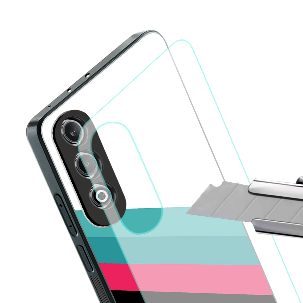 white green red pattern stripes back phone cover | glass case for oneplus nord ce 4