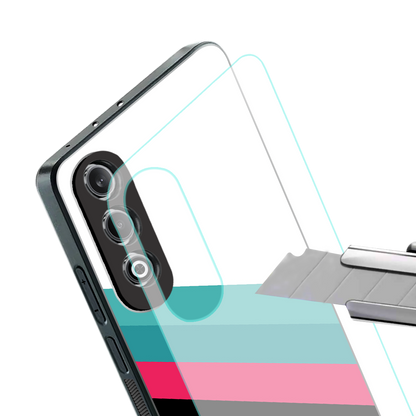 white green red pattern stripes back phone cover | glass case for oneplus nord ce 4