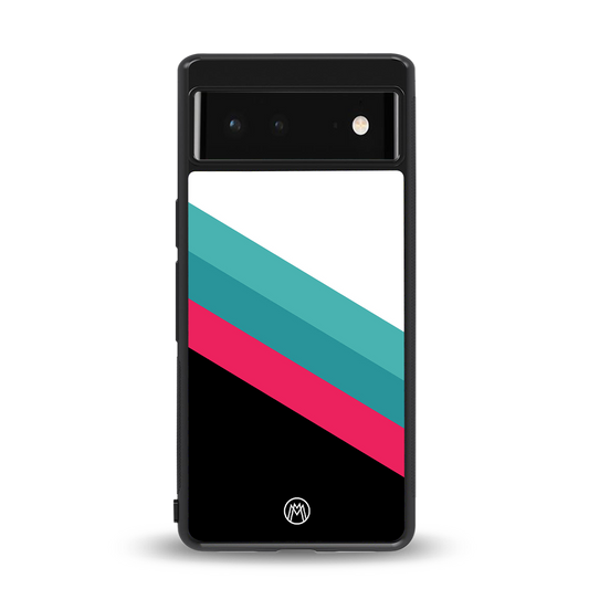 white green red pattern stripes back phone cover | glass case for Google Pixel 6A