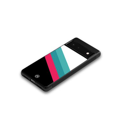 white green red pattern stripes back phone cover | glass case for Google Pixel 6A