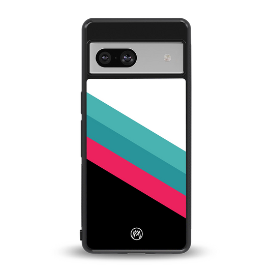 white green red pattern stripes back phone cover | glass case for Google Pixel 7