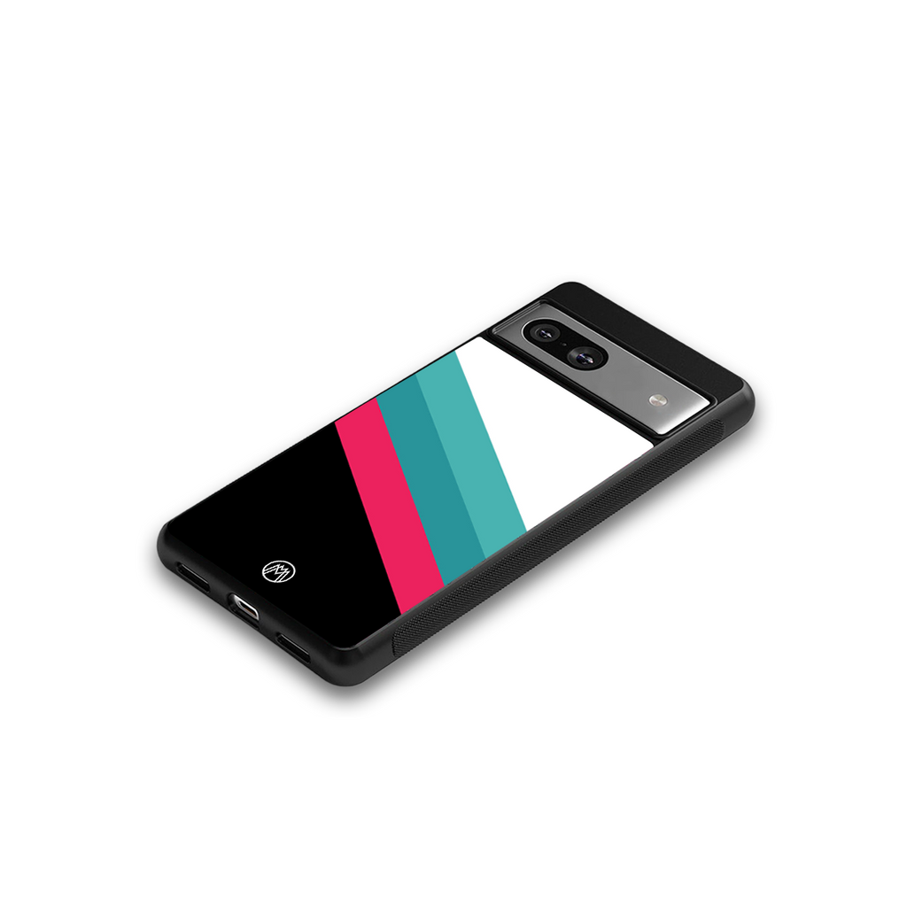 white green red pattern stripes back phone cover | glass case for Google Pixel 7